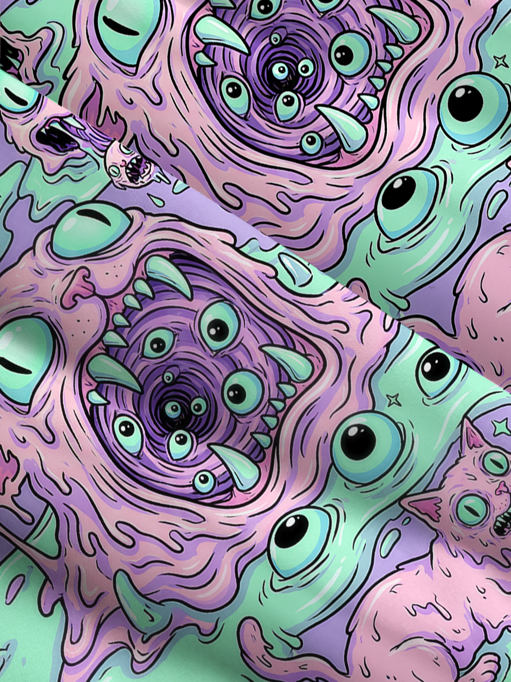 EYEBALL SLIME CAT WIDE STRAPS MAXI DRESS