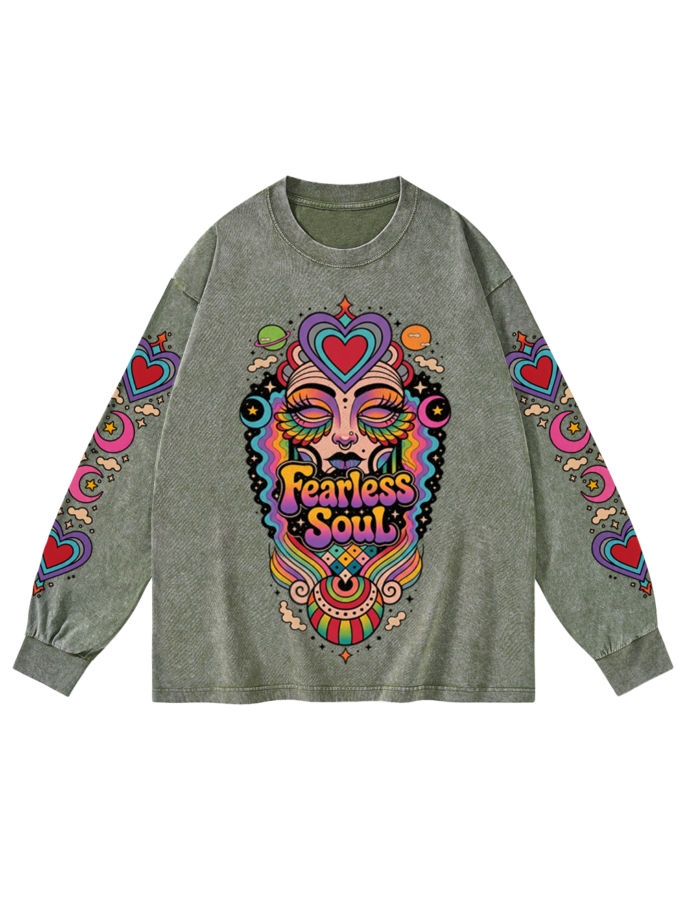 FEARLESS SOUL WASHED LONG-SLEEVE GRAPHIC TSHIRT