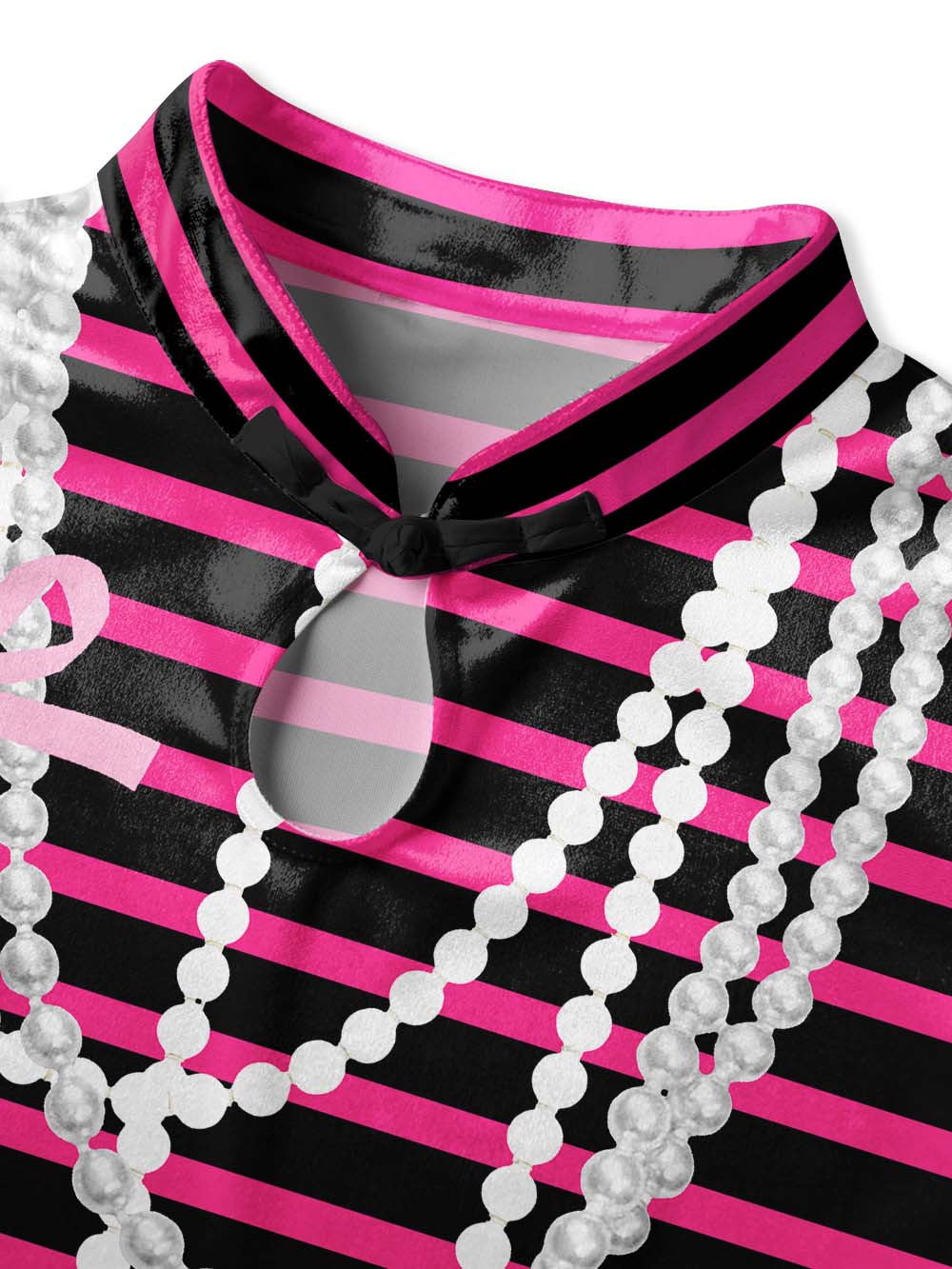 PINK STRIPE GLAM QIPAO MINI DRESS