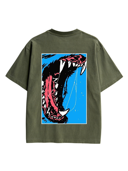 Beast Roar Double Sided Print Washed TShirt