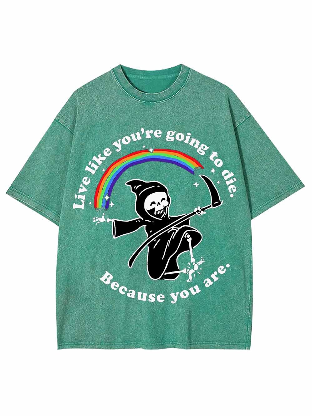 LIVE LIKE YOU ARE GOING TO DIE WASHED TSHIRT