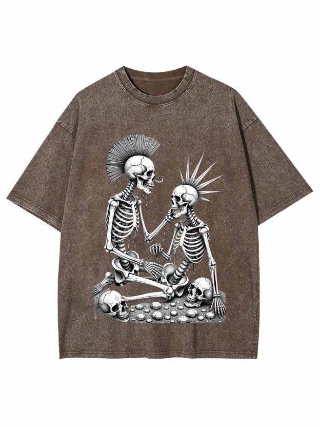 Skeleton Couple Washed Tshirt