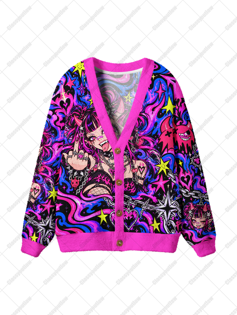 DEMON ANIME UGLY CARDIGAN SWEATERS