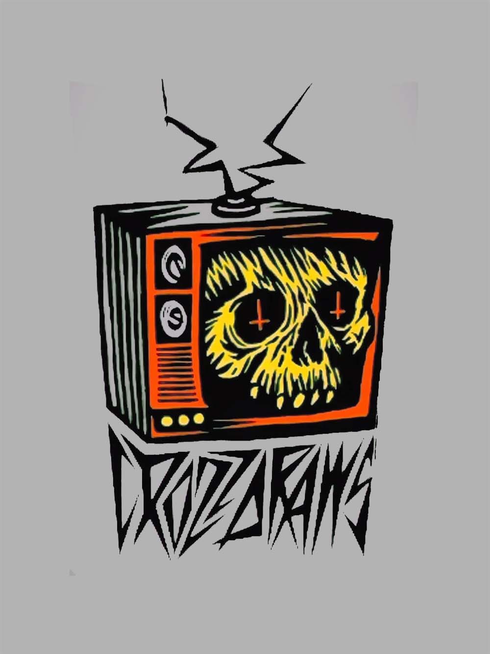 DISTORTED SKULL TV WASHED TSHIRT