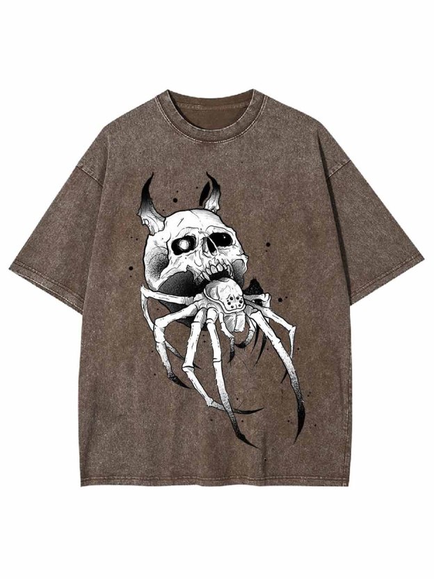 Skull-Spider Hybrid Washed Tshirt