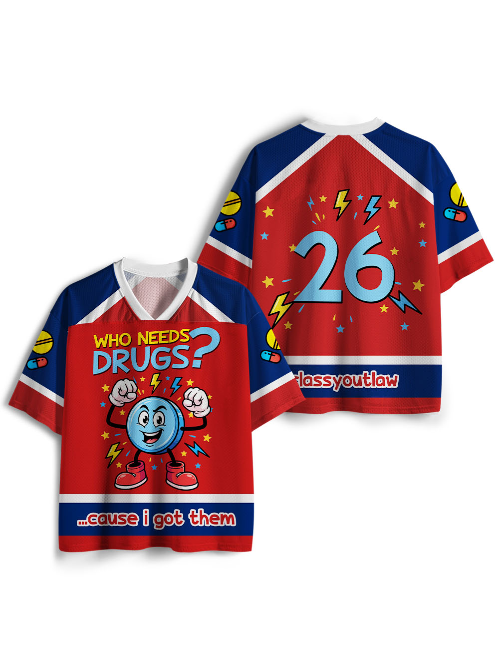 WHO NEEDS DRUGS MESH JERSEY