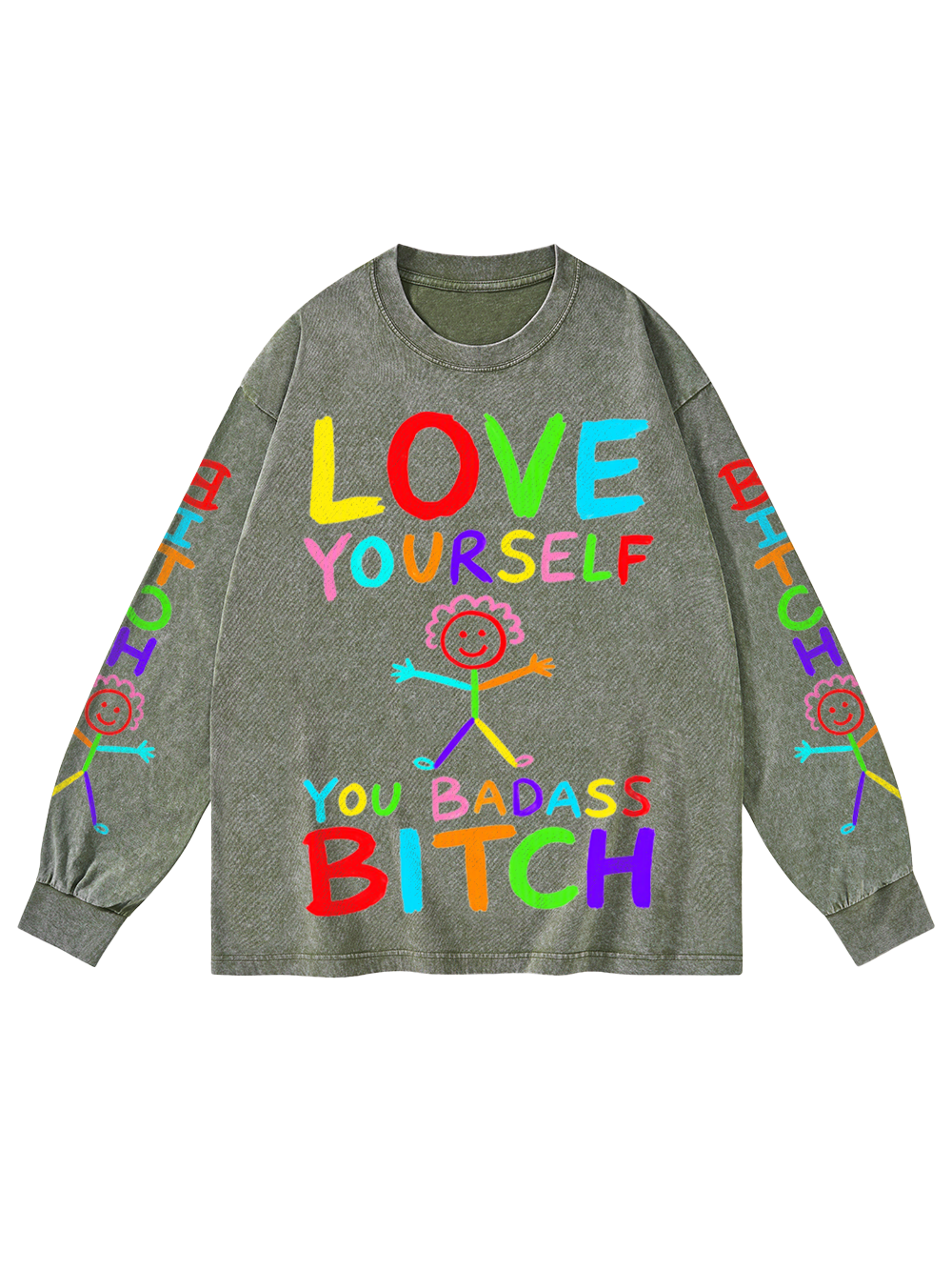 BRIGHT REBEL WASHED LONG-SLEEVE GRAPHIC TSHIRT