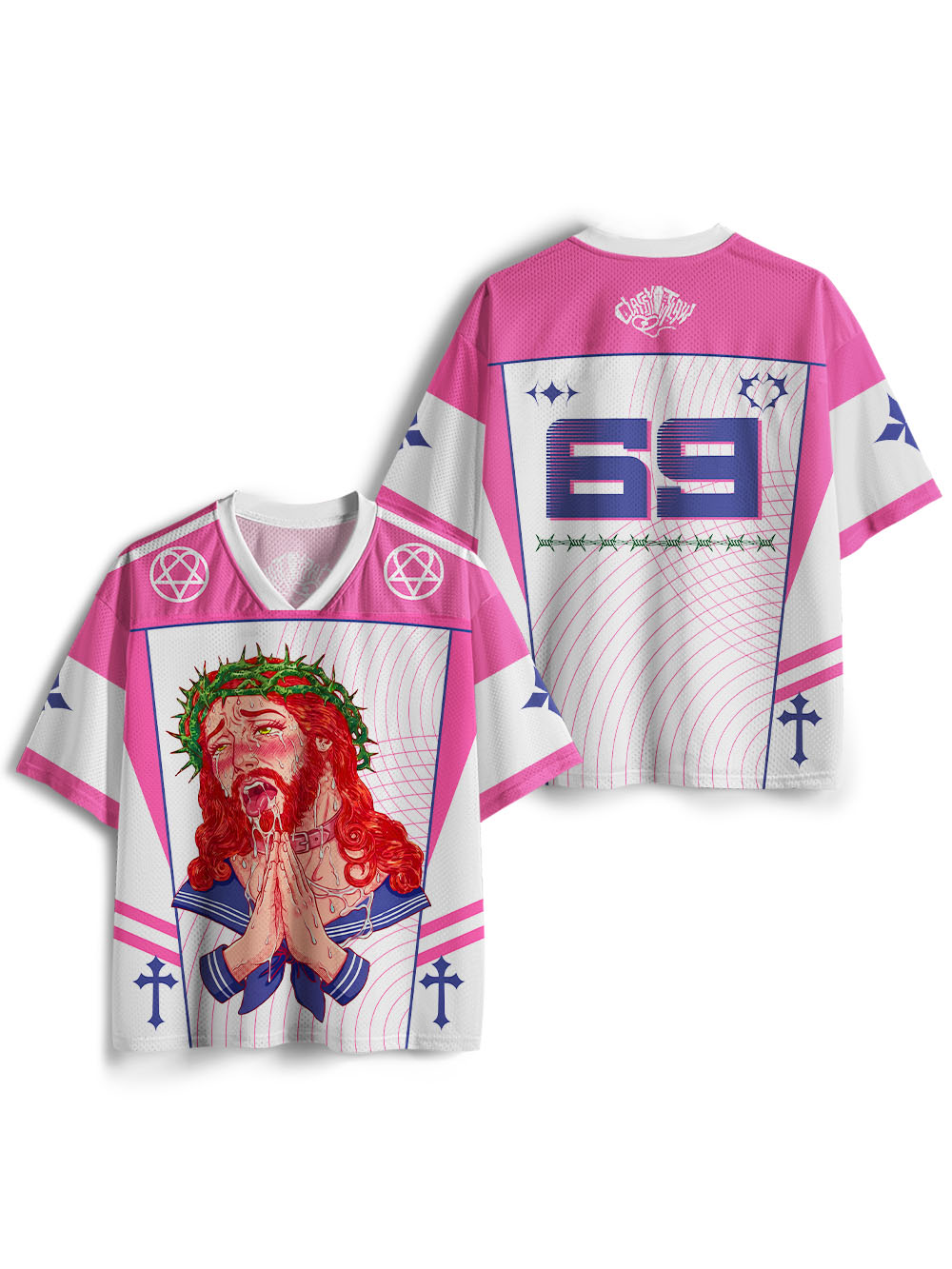 PINK OCCULT PRAYER GIRL MESH JERSEY
