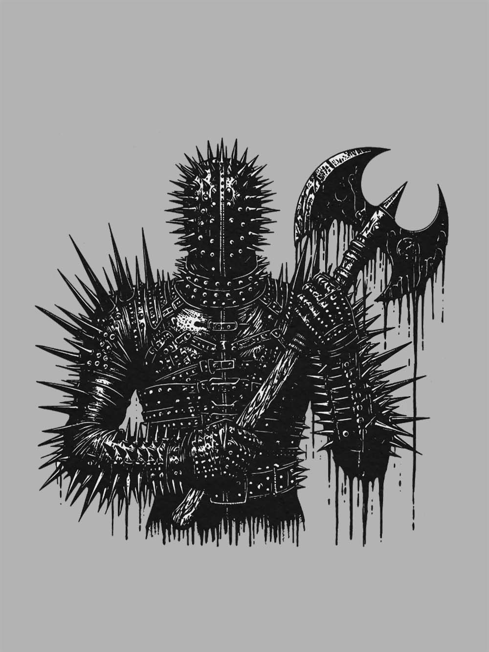 Spiked Warrior with Battle Axe Washed Tshirt