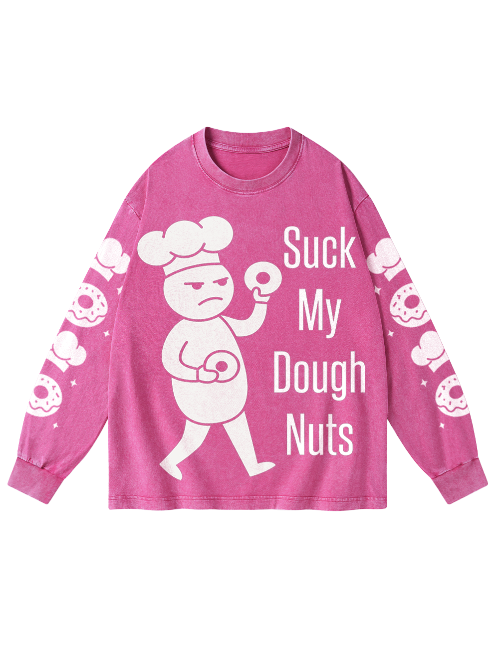DOUGHNUT ATTITUDE WASHED LONG-SLEEVE GRAPHIC TSHIRT