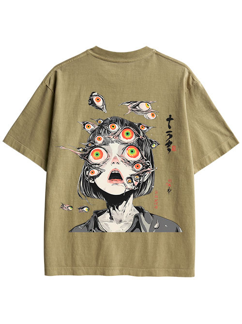 MULTITUDE OF GAZES DOUBLE SIDED PRINT WASHED TSHIRT