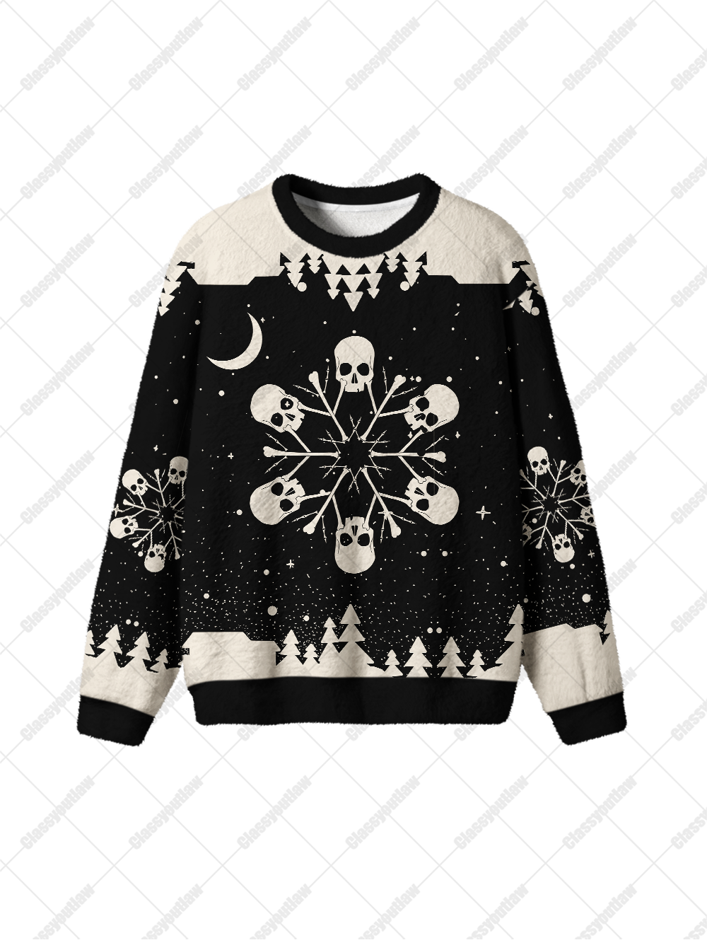 SNOWFLAKE SKULL UGLY CHRISTMAS SWEATSHIRT