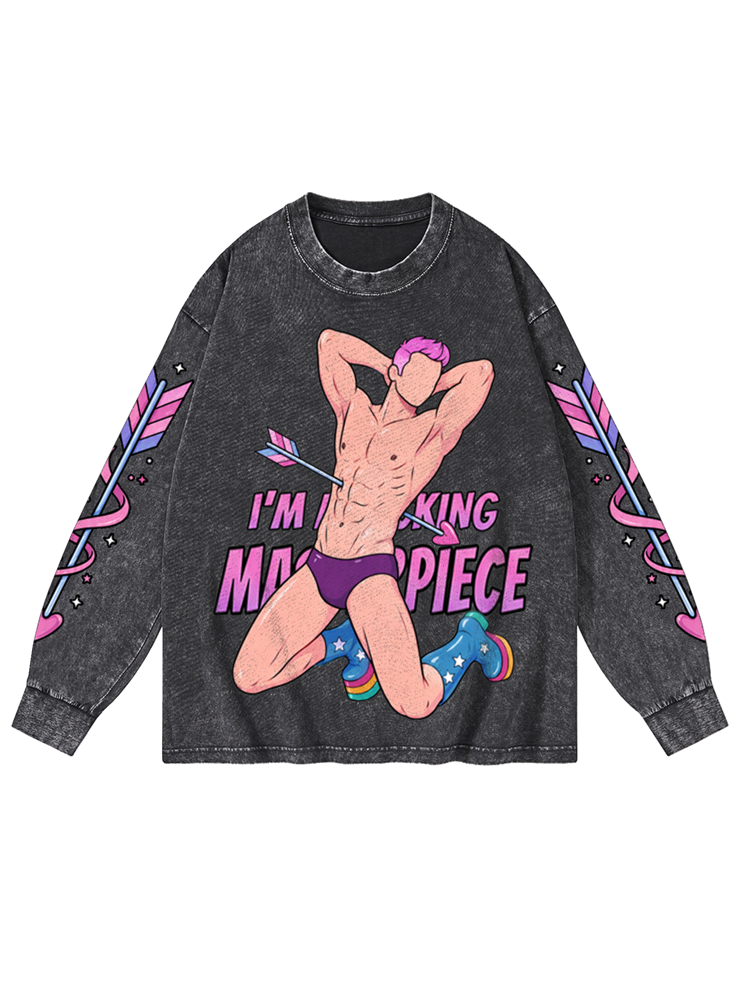 PINK MASTERPIECE WASHED LONG-SLEEVE GRAPHIC TSHIRT