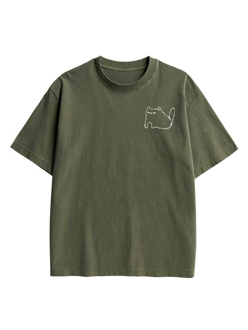 Ibuprofen Cat Double Sided Print Washed TShirt
