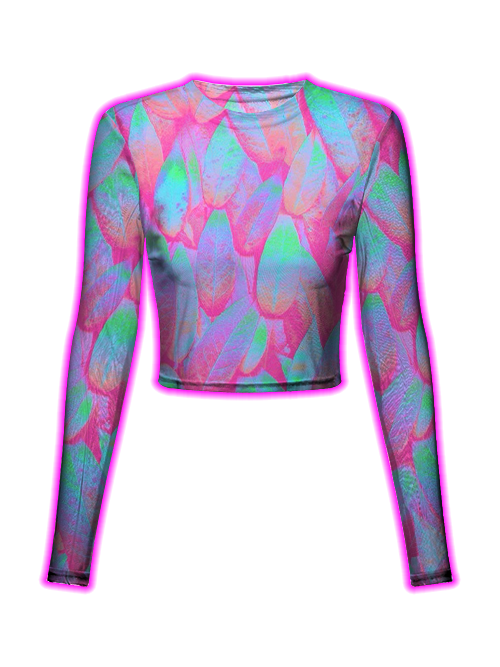 Pastel Feathers Mesh Top