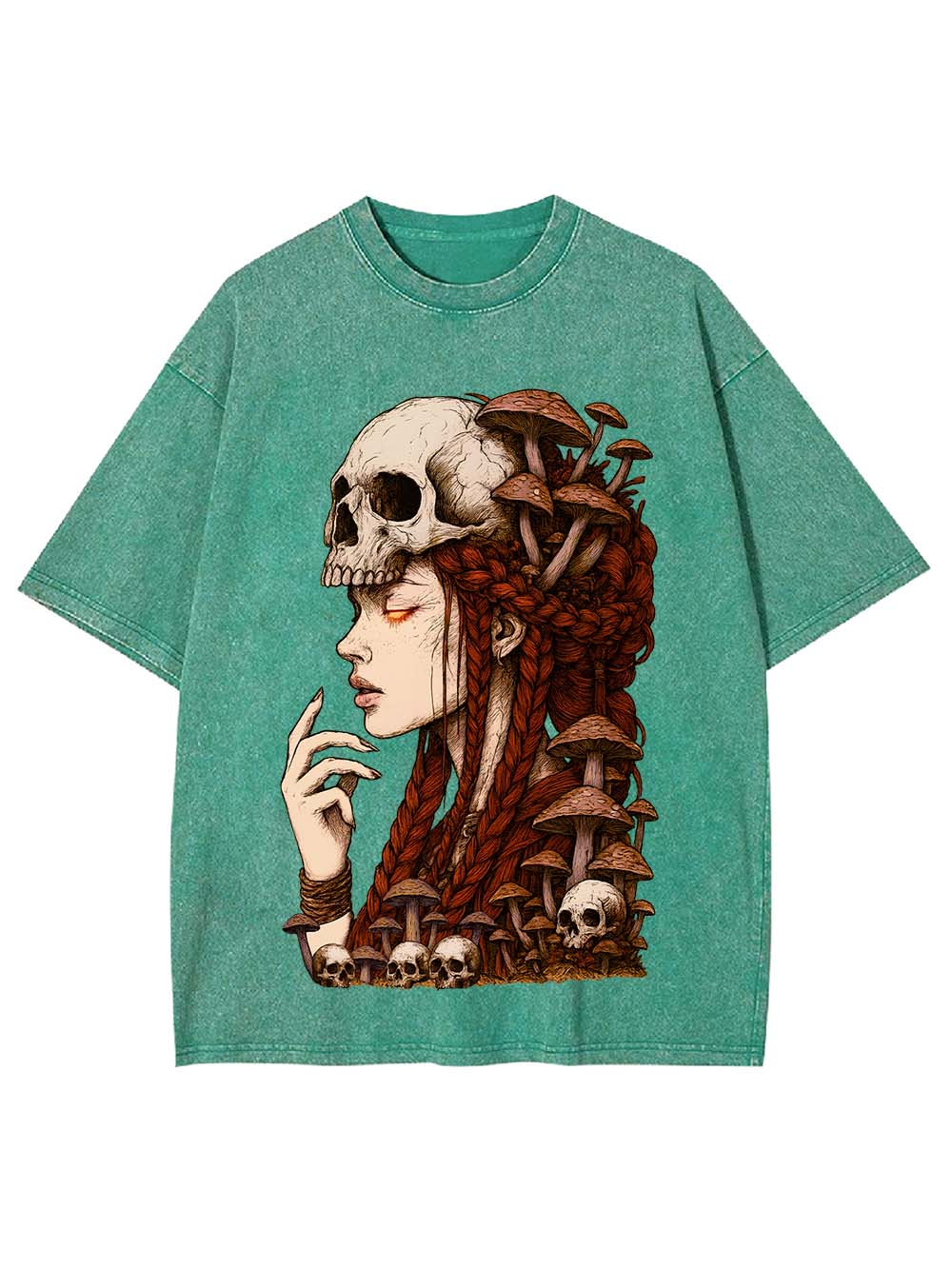 Skeleton Mushroom Witch Washed Tshirt