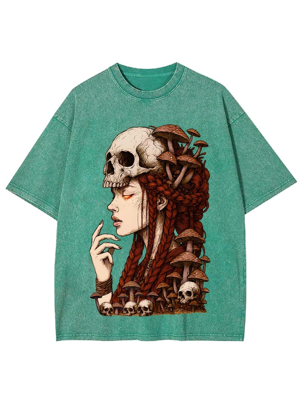 Skeleton Mushroom Witch Washed Tshirt