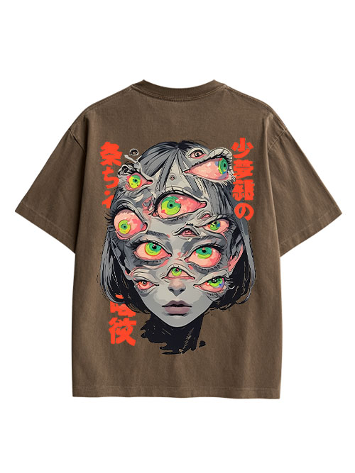 THOUSAND EYED FANTASY DOUBLE SIDED PRINT WASHED TSHIRT