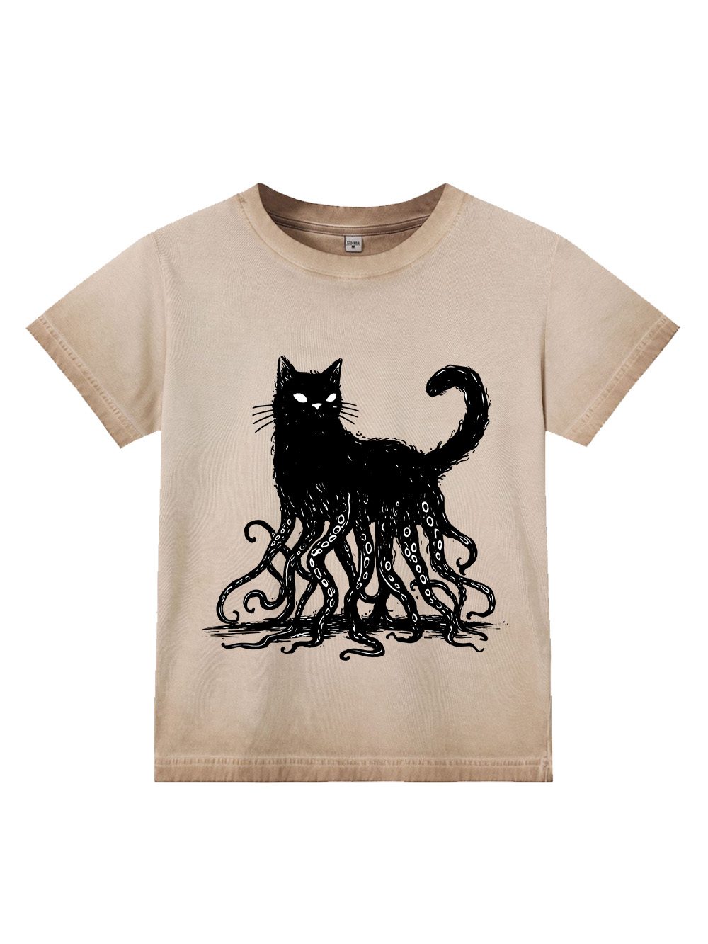 Octopus Tentacle Cat Washed Slim Tshirt