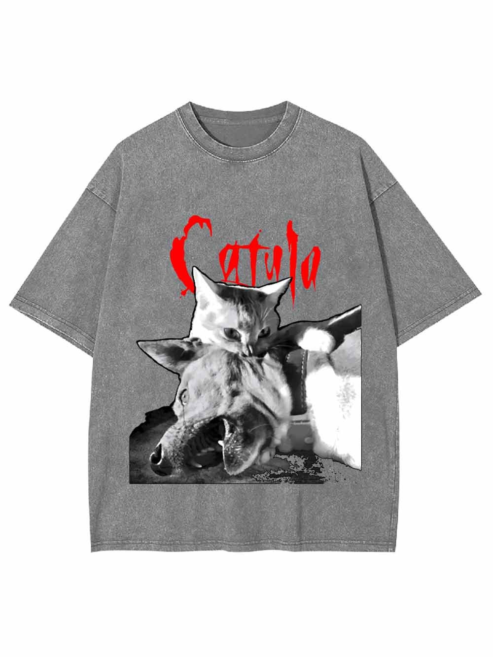CAT AND WOLF  COMBAT WASHED TSHIRT