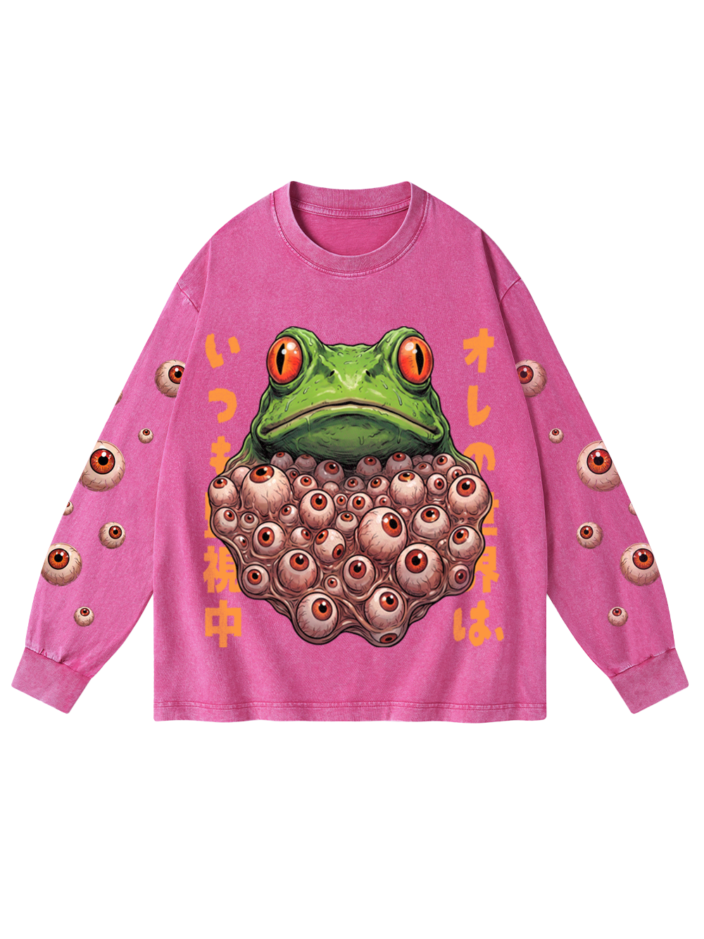 EYEBALL FROG WASHED LONG-SLEEVE GRAPHIC TSHIRT