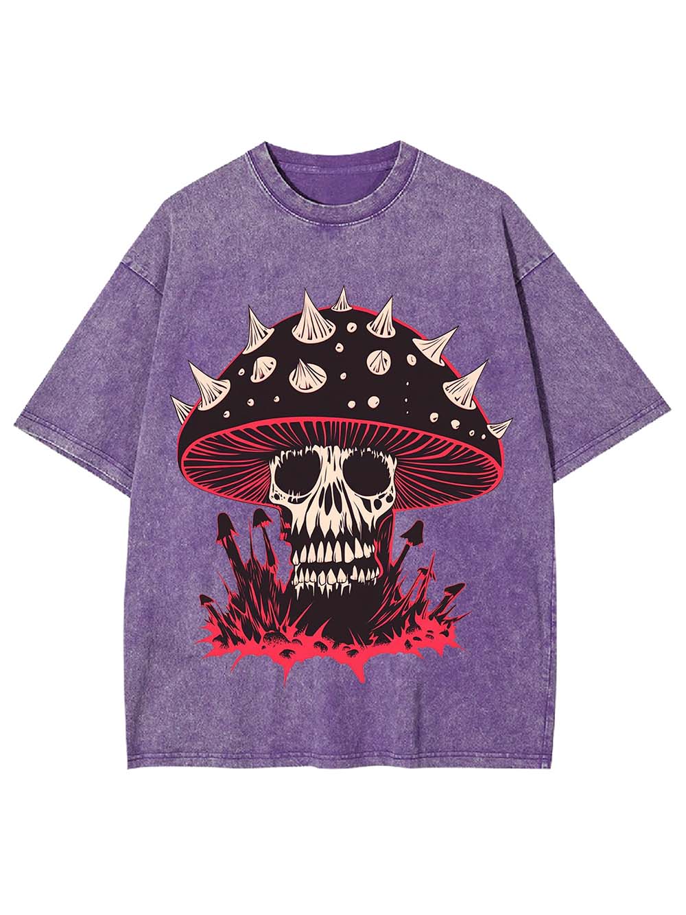 Punk Mushroom Skull Washed Tshirt
