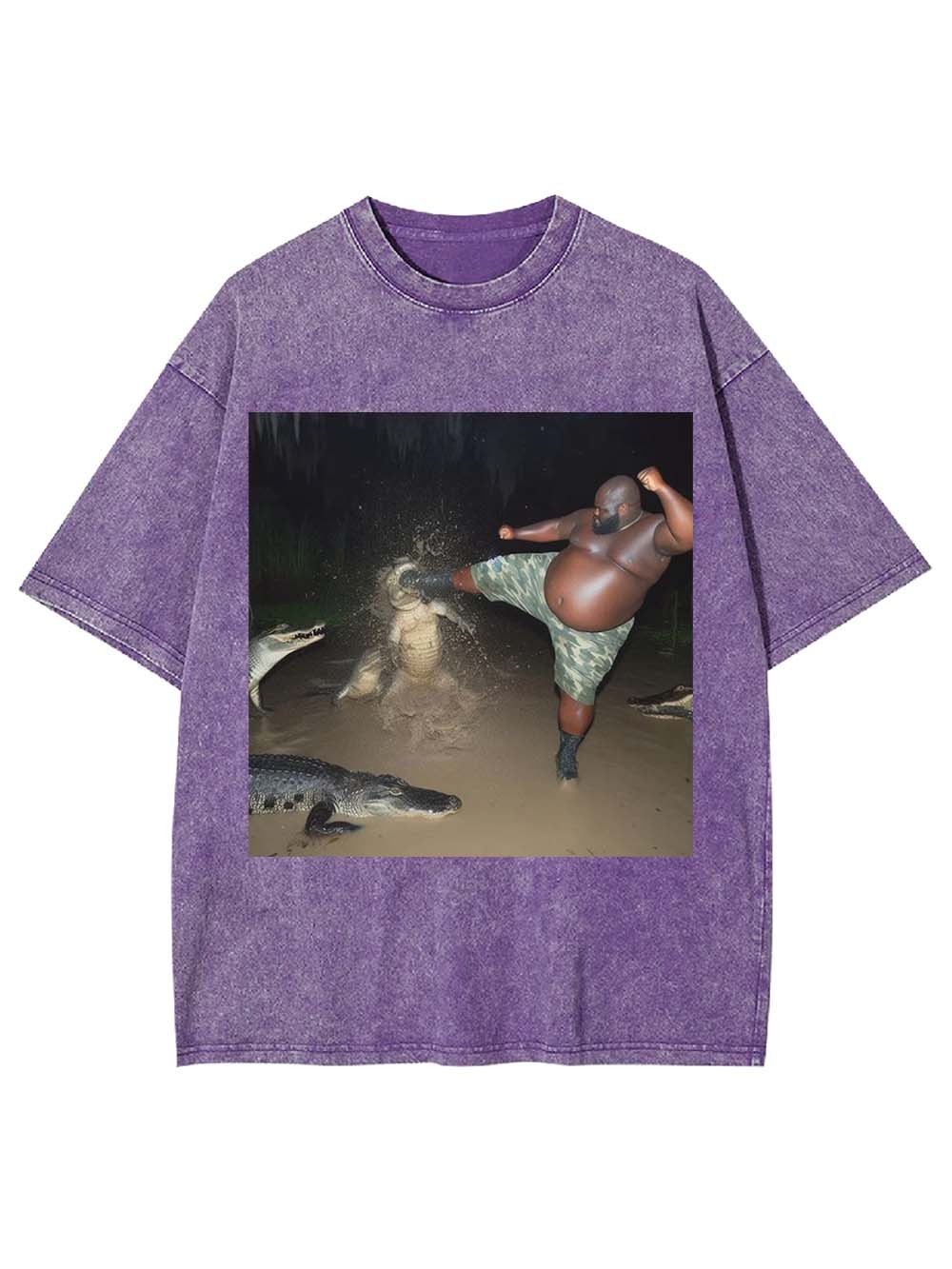 Kicking an alligator in the swamp Washed Tshirt