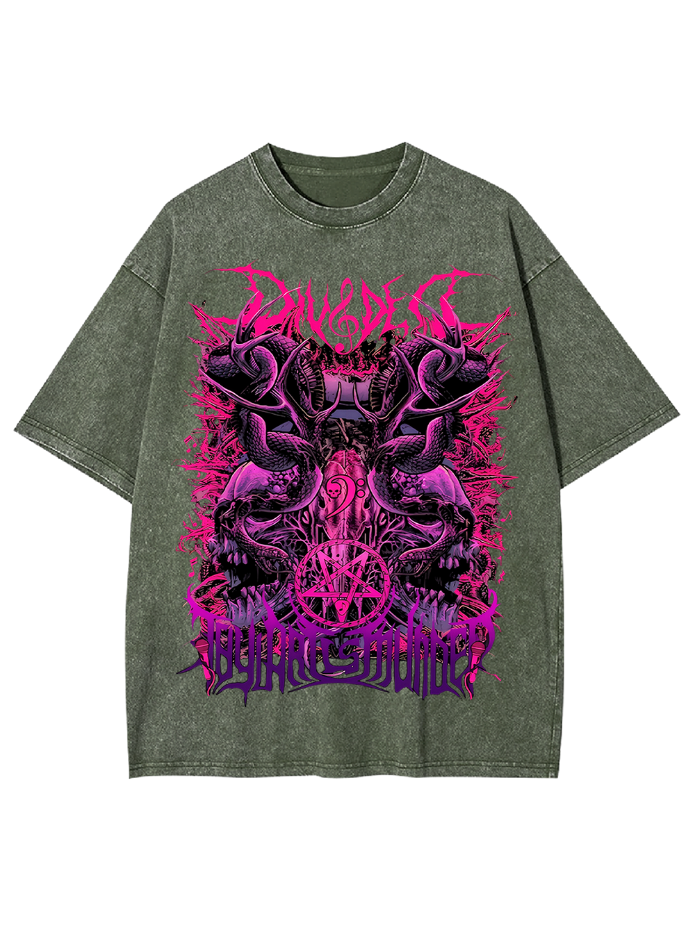 Darkcore Neon Hell Oversized Washed Tshirt