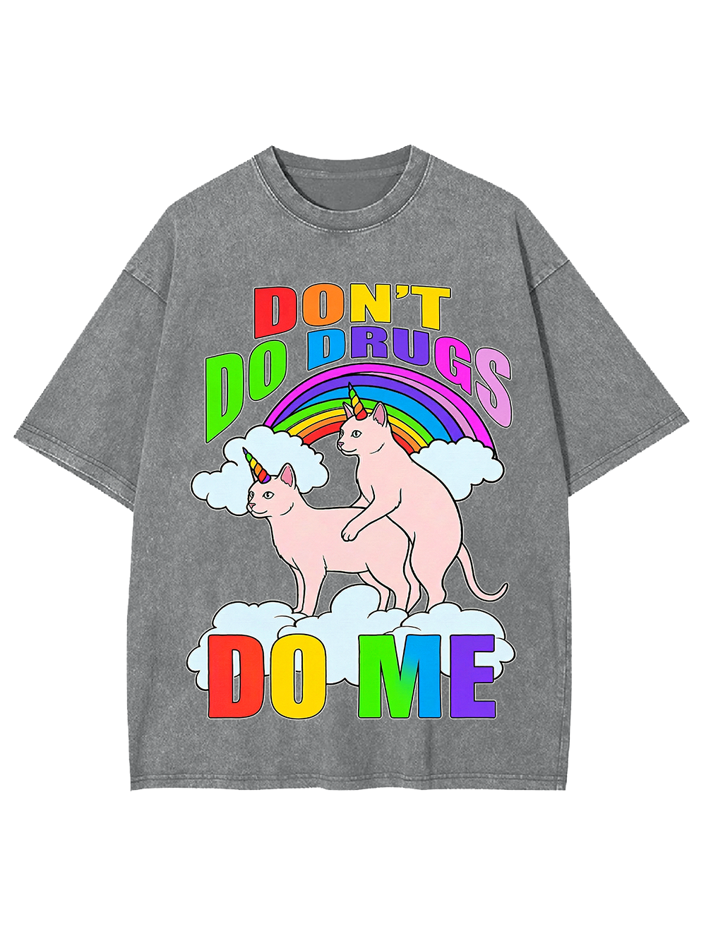 Unicorns Behaving Badly Cat Washed Tshirt