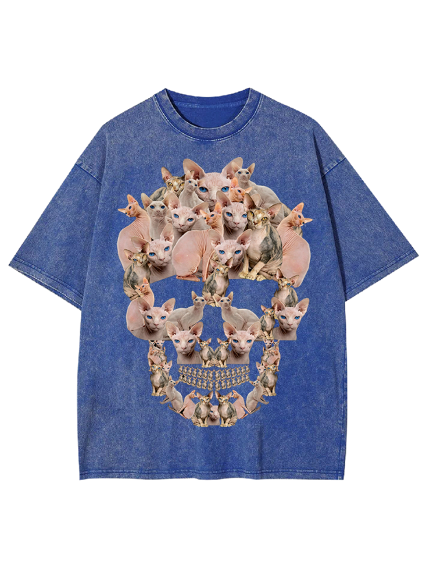 Feline Skull Society Washed Tshirt