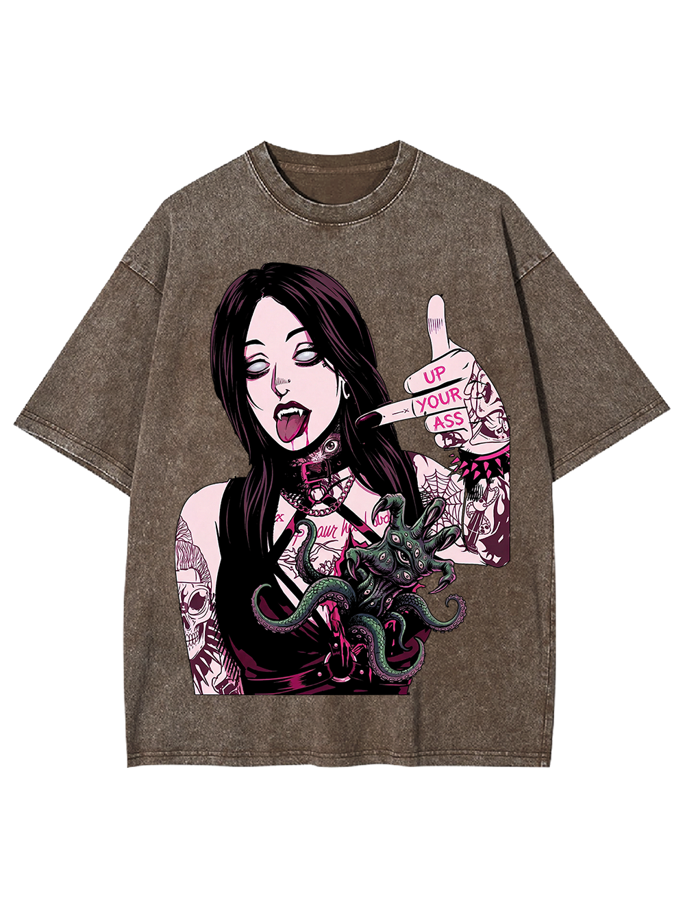 Octo Kiss – Darkcore Bad Attitude Washed Tshirt