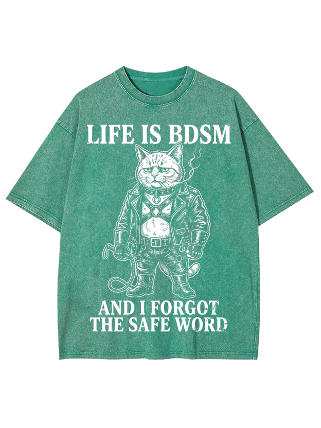 LIFE IS BDSM AND I FORGOT THE SAFE WORD Washed Tshirt