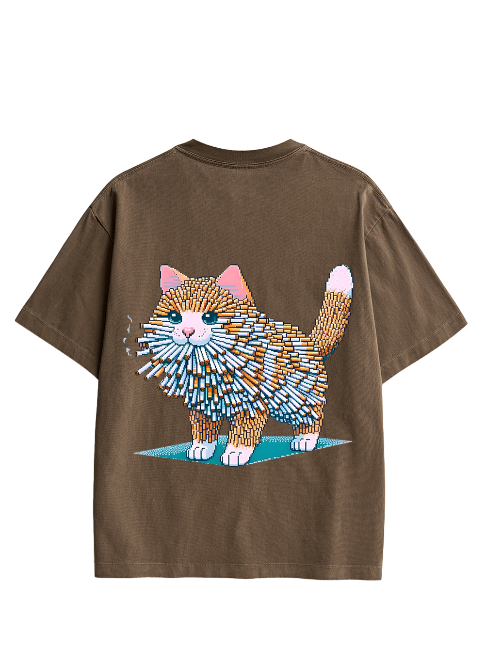 Cigarette Cat Double Sided Print Washed TShirt