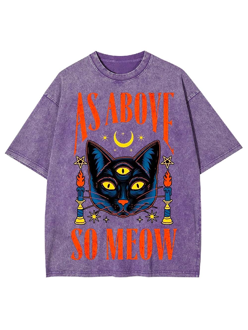 AS ABOVE SO MEOW WASHED TSHIRT