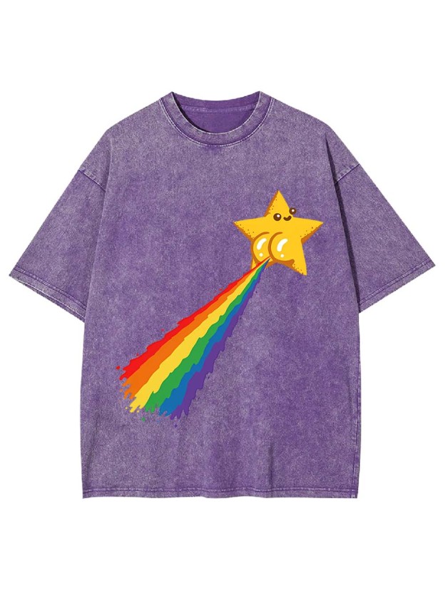 Rainbow - Pooping Star Washed Tshirt