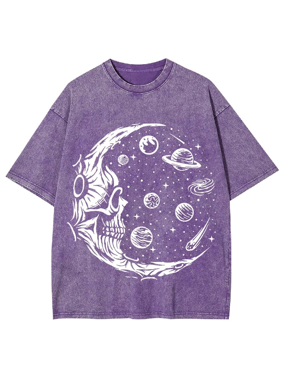 Cosmic Skull Moon Washed Tshirt-ClassyOutlaw Sale