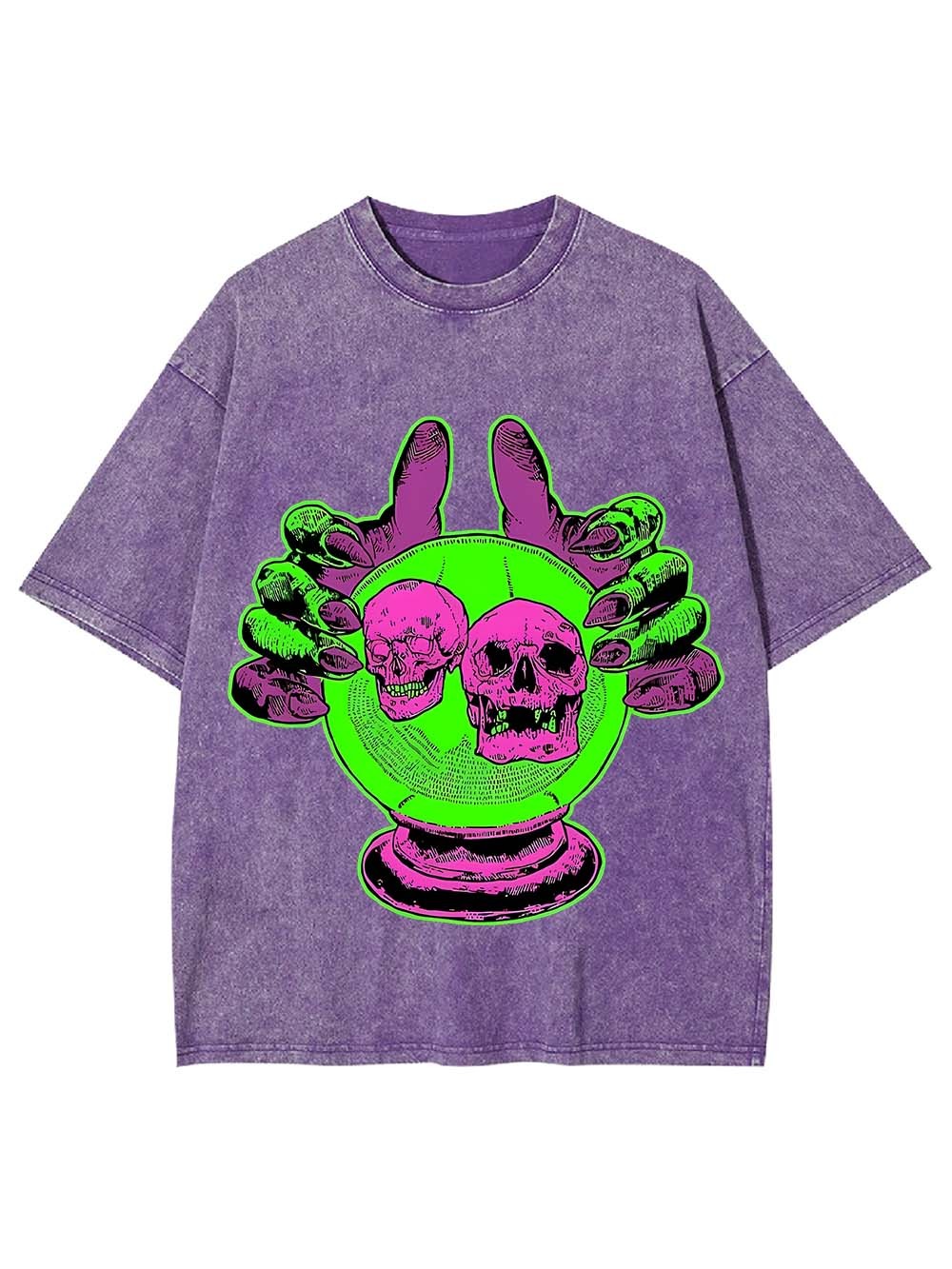 Omen Of The Skulls Washed Tshirt-ClassyOutlaw Sale