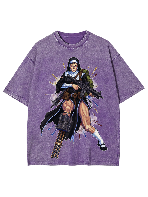 Armed Nun Cyber Washed Tshirt