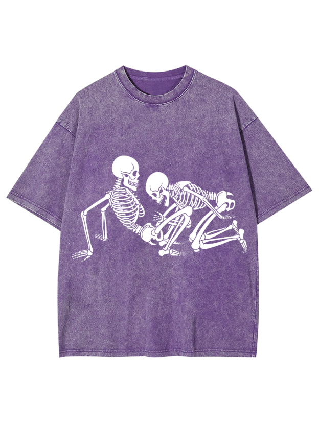 Bone Play Retro Grunge Skeleton Washed Tshirt