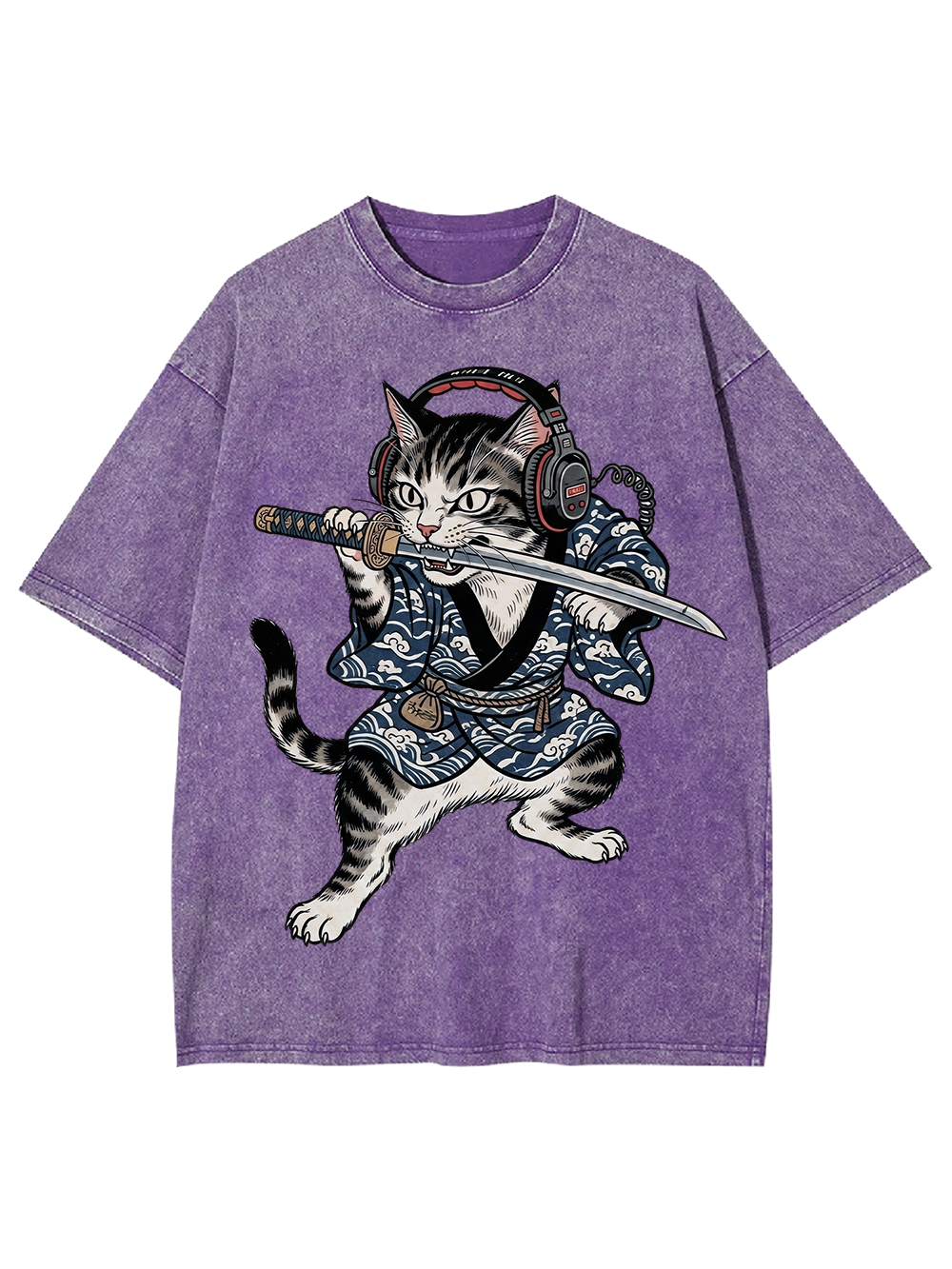 Cyber Ronin Cat Washed Tshirt