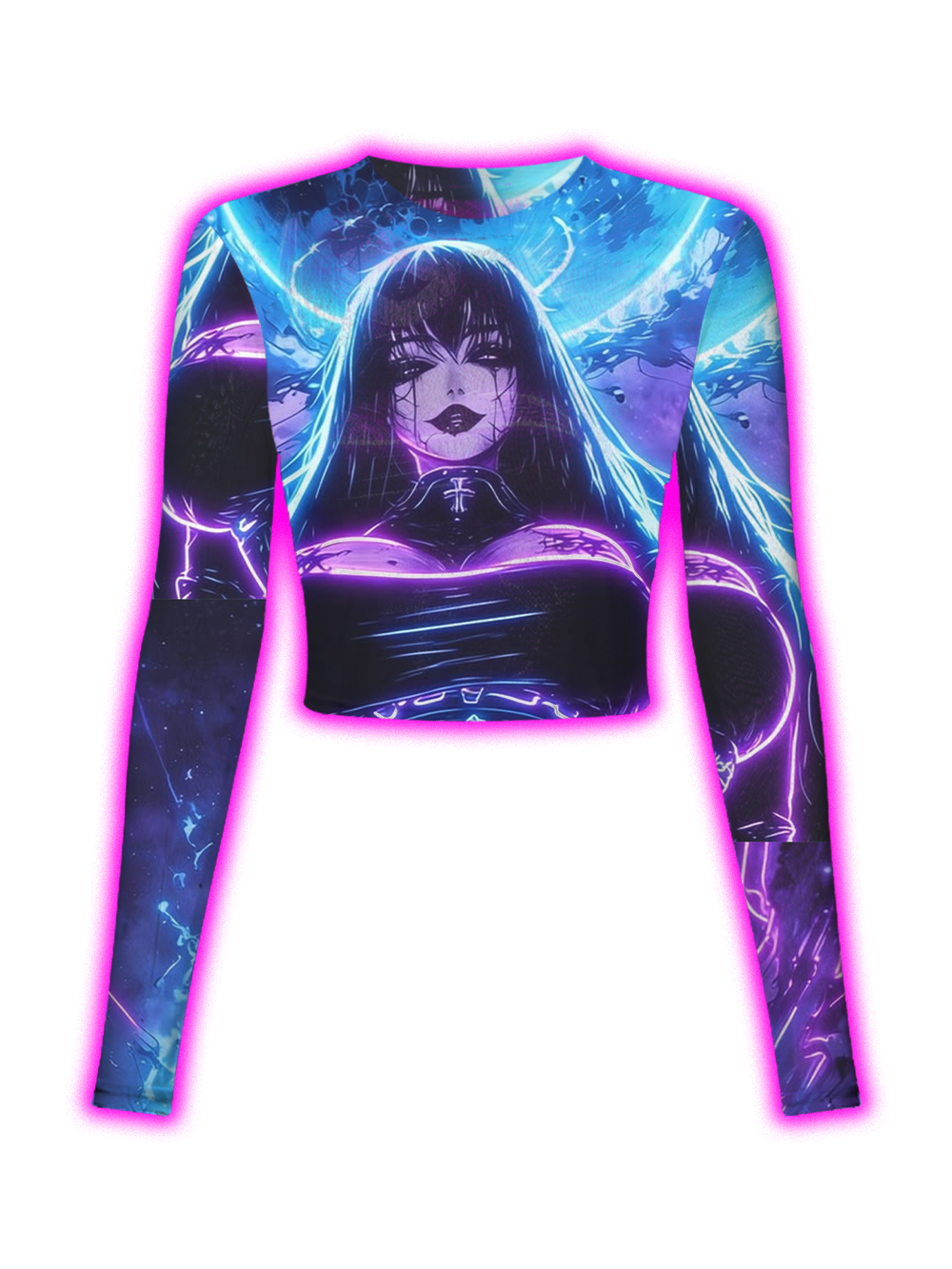 Neon Void Cyberpunk Anime Mesh Top