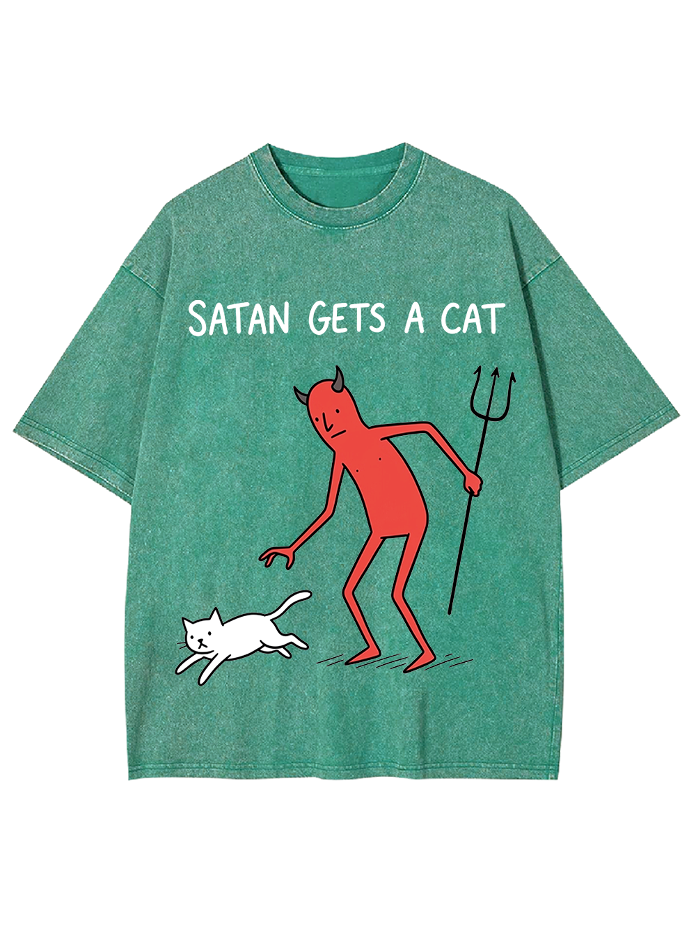 SATAN GETS A CAT Washed Tshirt