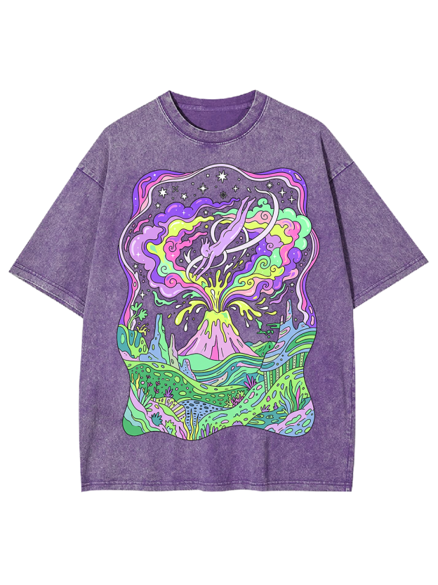 Cosmic Flow Colorful Surreal Washed Tshirt
