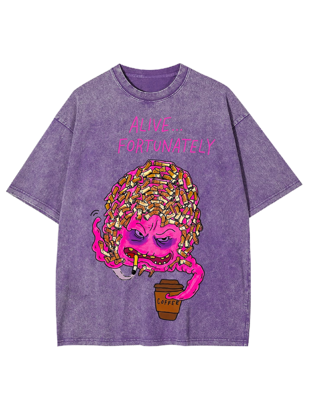 ALIVE FORTUNATELY Washed Tshirt