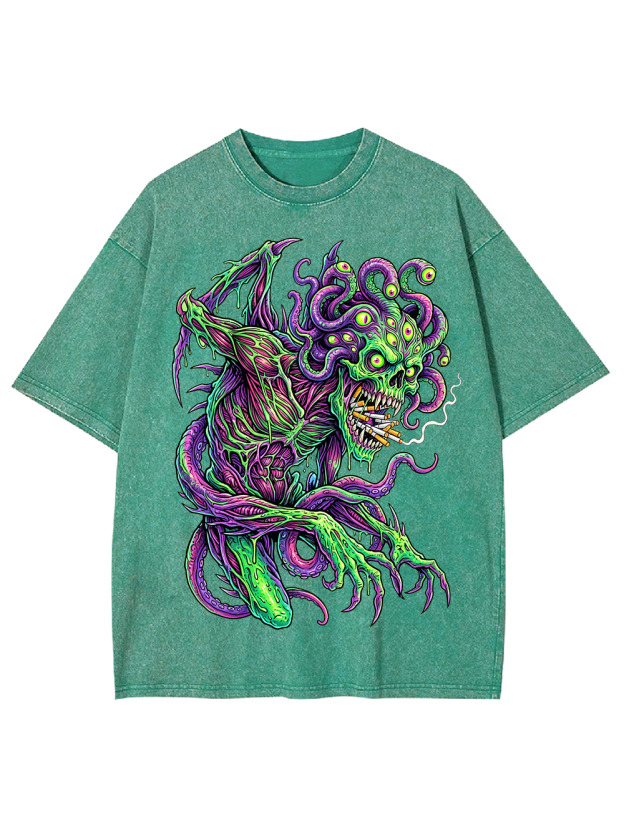 Evil Goddess Horror Art Washed Tshirt