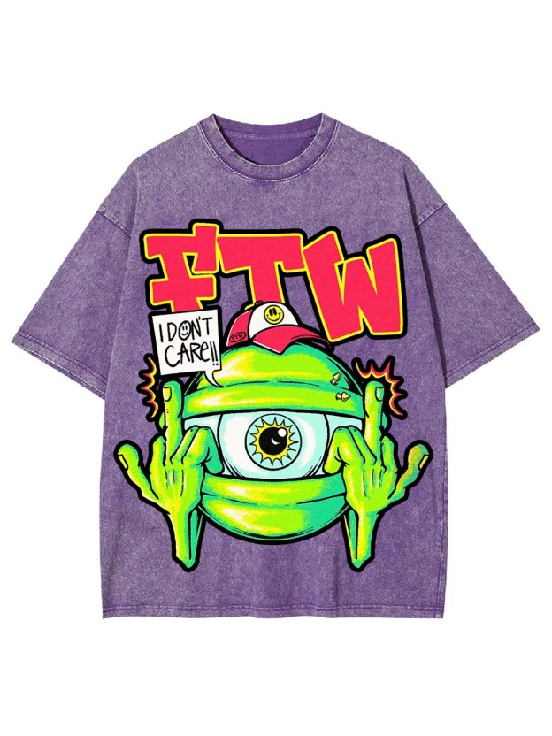I Donlt care Washed Tshirt