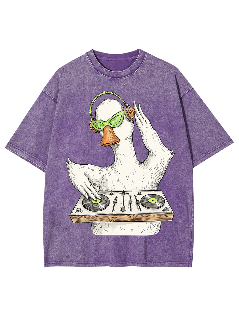 Funky DJ Duck Mixing The Beat Washed Tshirt