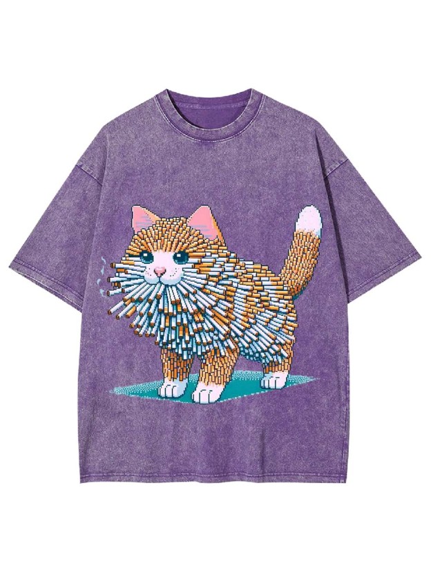 Cigarette Cat Washed Tshirt