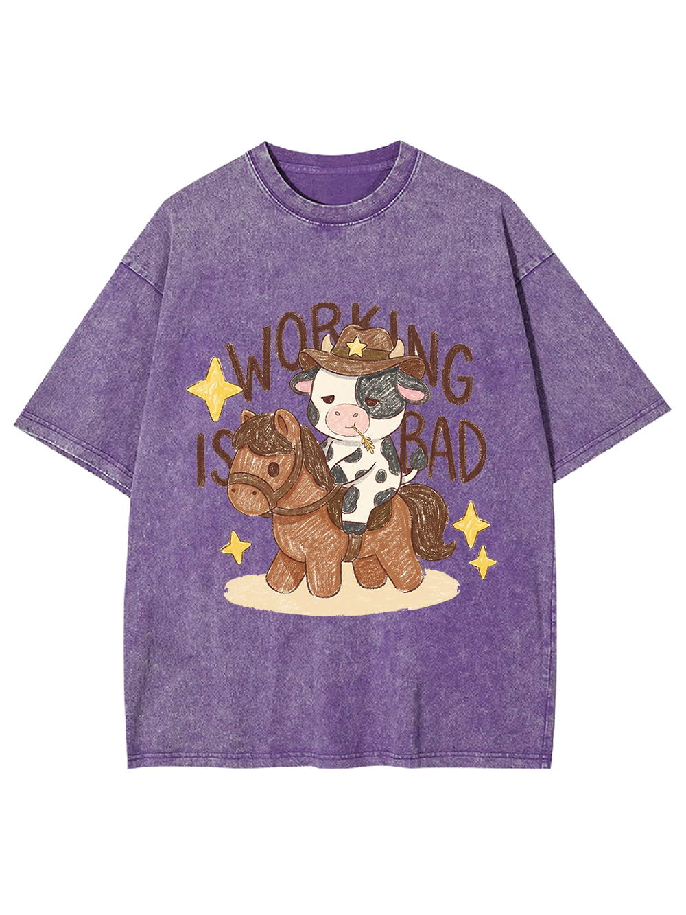 Working Is Bad Washed Tshirt