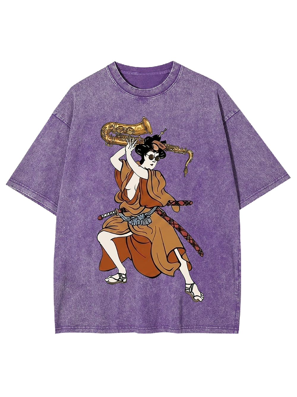 Ukiyo-e Style Warrior Washed Tshirt